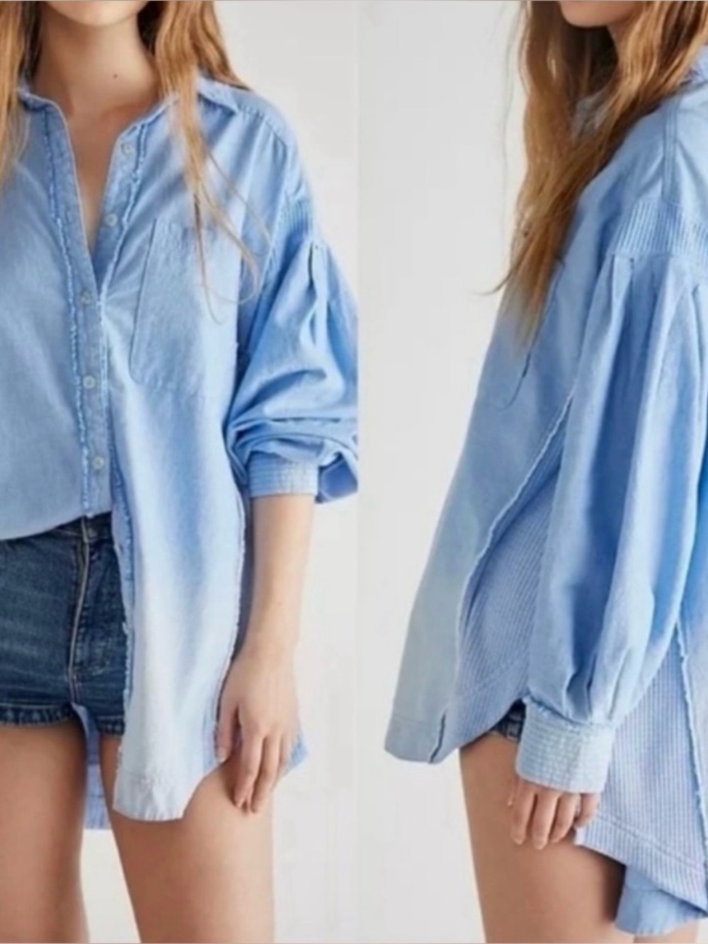 We The Free Blue Ombre Button Up Tunic